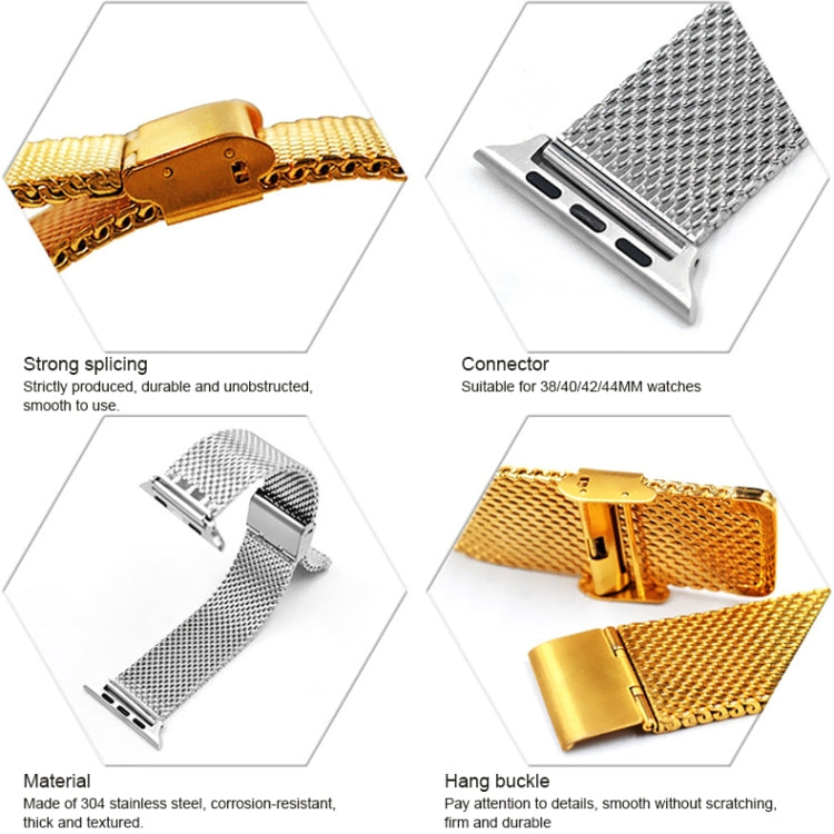 304 Stainless Steel Milanese Watch Band with Connector For Apple Watch Ultra 49mm&Watch Ultra 2 49mm / Series 10 46mm / 9&8&7 45mm / SE 3&SE 2&6&SE&5&4 44mm / 3&2&1 42mm, For Apple Watch Series 7 45mm / & 6 & SE & 5 & 4 44mm