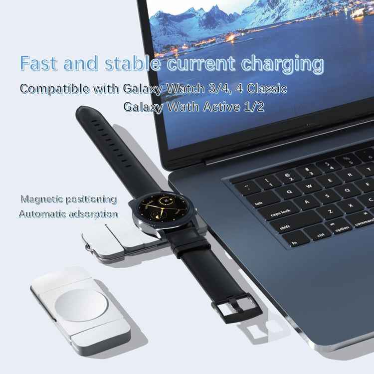 U8S USB / Type-C Magnetic Wireless Charger Fast Charger for Samsung Watch 3 / 4, 4 Classic, Active 1 / 2