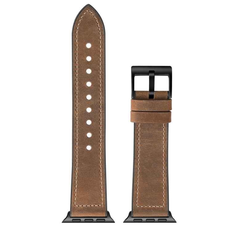 Crazy Horse Texture TPU + Stainless Steel Watch Band for Apple Watch Series 7 45mm / 6 & SE & 5 & 4 44mm / 3 & 2 & 1 42mm