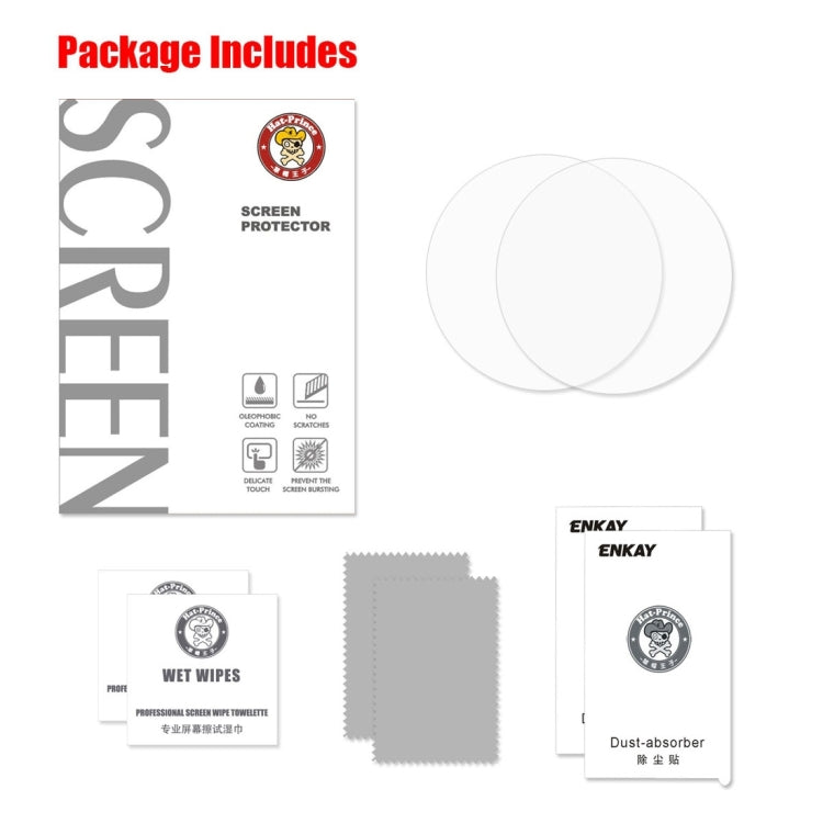 2 PCS ENKAY Hat-Prince for Garmin Vivomove HR Smart Watch 0.2mm 9H Surface Hardness 2.15D Explosion-proof Tempered Glass Screen Film