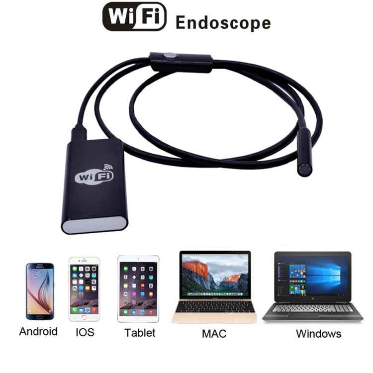 1.0MP HD Camera 30m Wireless Distance Metal WiFi Box Waterproof IPX67 Endoscope Snake Tube Inspection Camera with 6 LED for Android & iOS, Length: 1m, Lens Diameter: 9mm