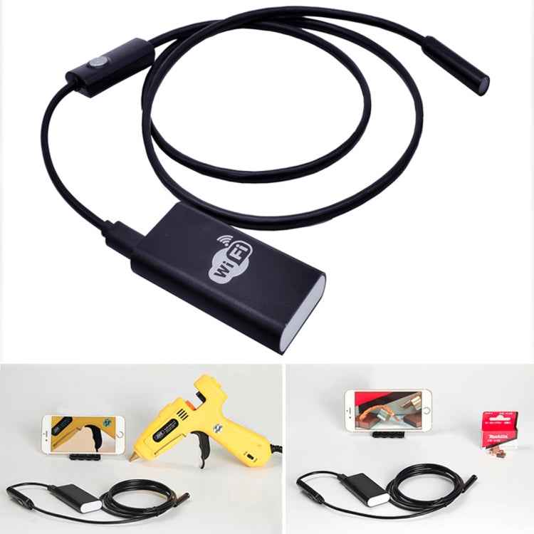 1.0MP HD Camera 30m Wireless Distance Metal WiFi Box Waterproof IPX67 Endoscope Snake Tube Inspection Camera with 6 LED for Android & iOS, Length: 1m, Lens Diameter: 9mm