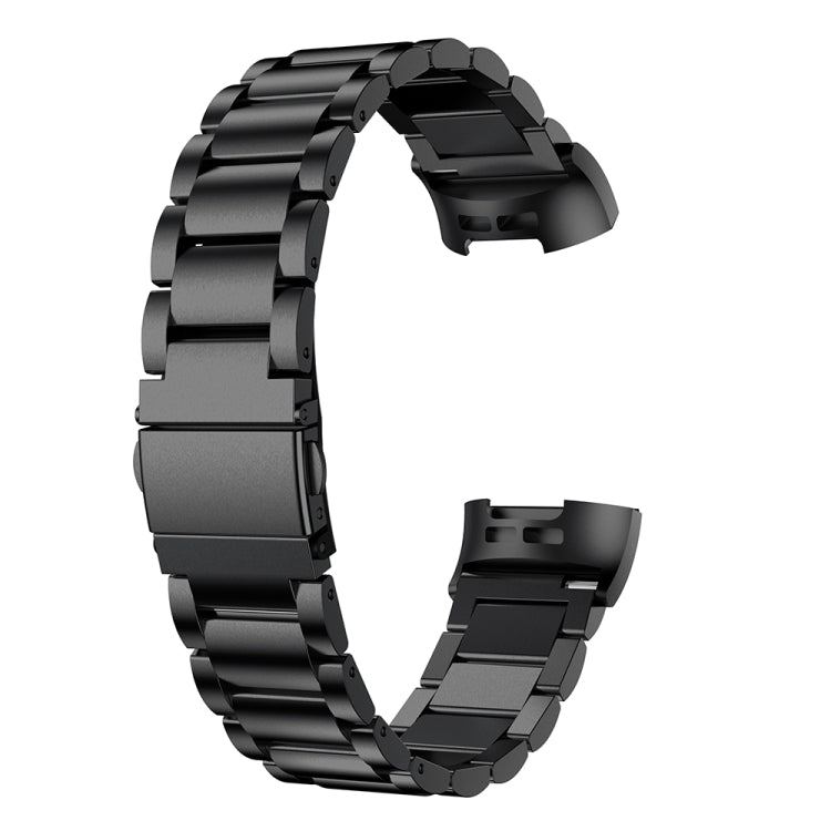 Bracelet de montre en acier inoxydable massif à trois perles avec boucle Slingshot pour Fitbit Charge 3