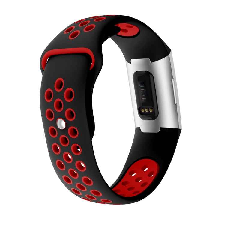 Two-color Round Hole Silicone Watch Band for Fitbit Charge 3, Watch Band Size:130-195mm