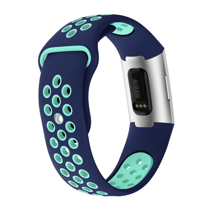 Two-color Round Hole Silicone Watch Band for Fitbit Charge 3, Watch Band Size:145-210mm