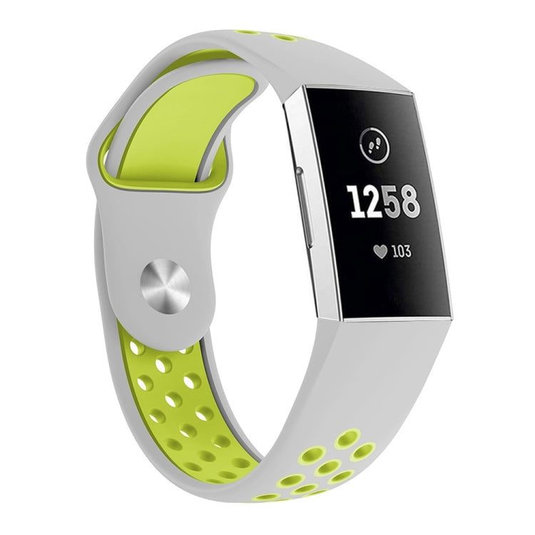 Two-color Round Hole Silicone Watch Band for Fitbit Charge 3, Watch Band Size:145-210mm