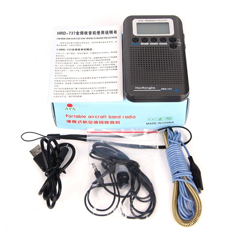 HRD-737 Portable Aircraft Band Radio Wide Frequency Receiver