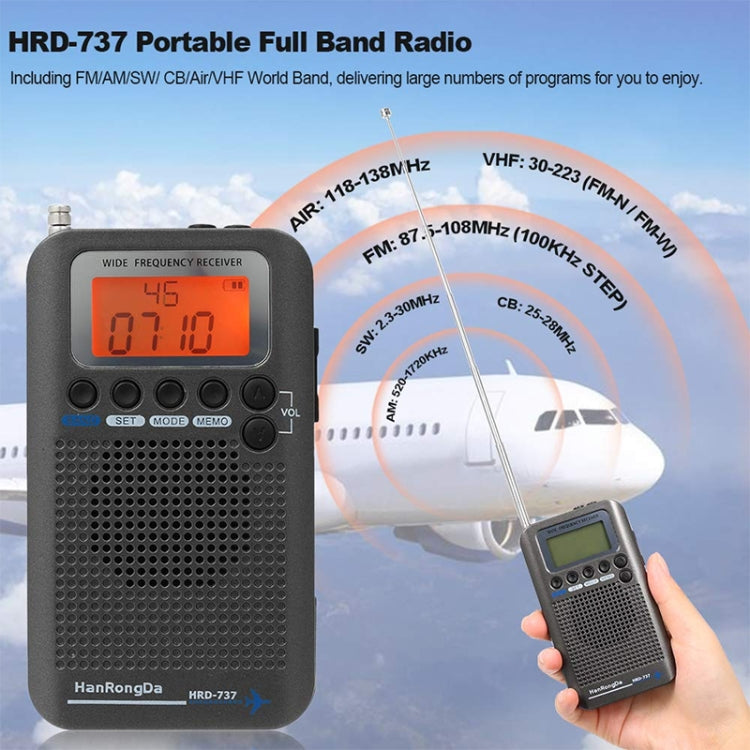 HRD-737 Portable Aircraft Band Radio Wide Frequency Receiver
