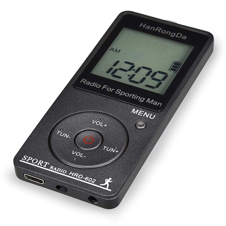 HRD-602 Digital Display FM AM Mini Sports Radio with Step Counting Function