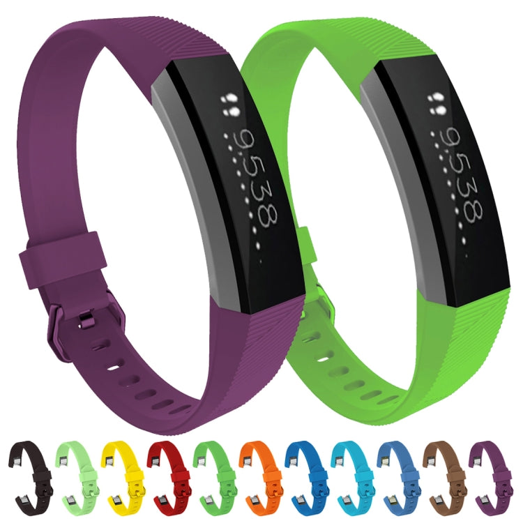 Solid Color Silicone Watch Band for FITBIT Alta / HR, Size: L(Brown), L