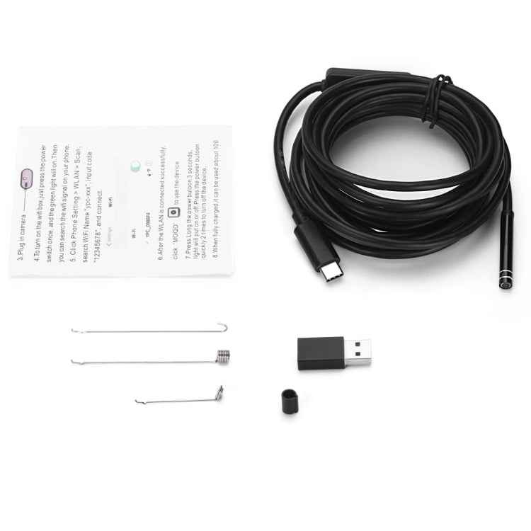 AN97 USB-C / Type-C Endoscope Waterproof Tube Inspection Camera with 8 LED & USB Adapter, Length: 3m, Lens Diameter: 8mm