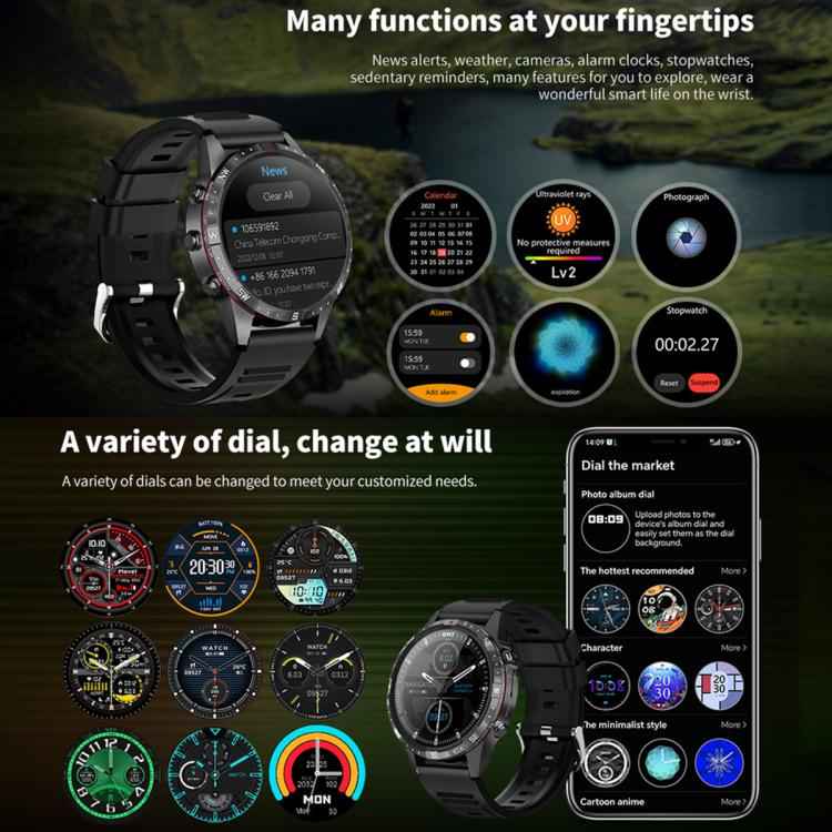 HAMTOD GT45 1.6 inch Waterproof Smart Watch, Support Bluetooth Call / Heart Rate / Blood Oxygen Monitoring