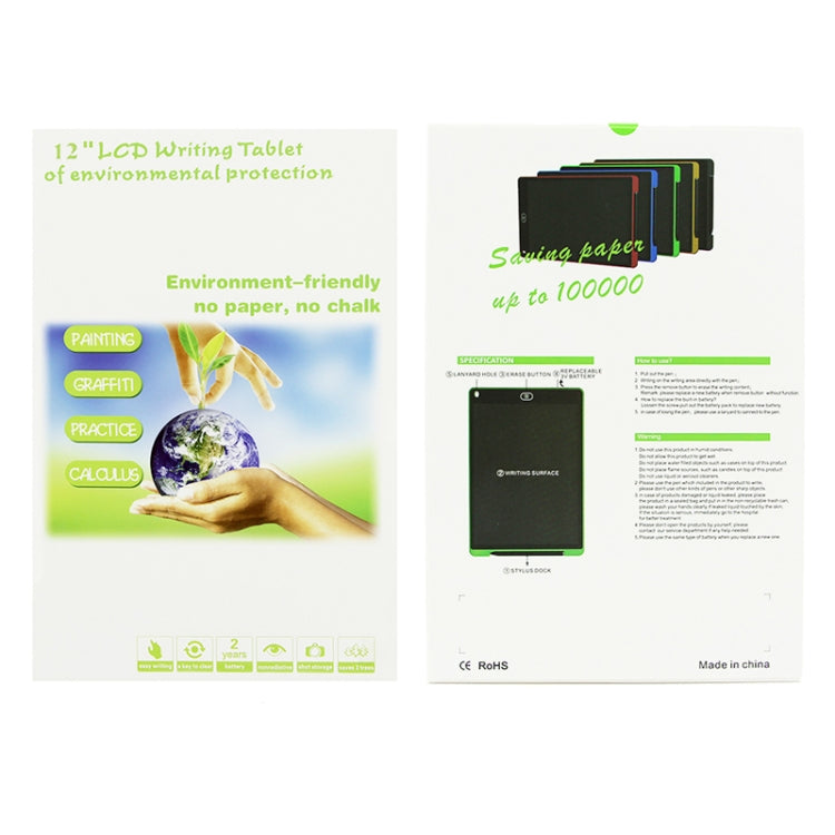 Portable 12 inch LCD Writing Tablet Drawing Graffiti Electronic Handwriting Pad Message Graphics Board Draft Paper with Writing Pen, 12 inch Black, 12 inch Green, 12 inch Blue, 12 inch Red, 12 inch White