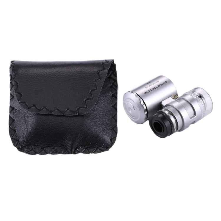 Mini Portable 60X Jewelry Appraisal Microscope with LED Light & Currency Detecting Function