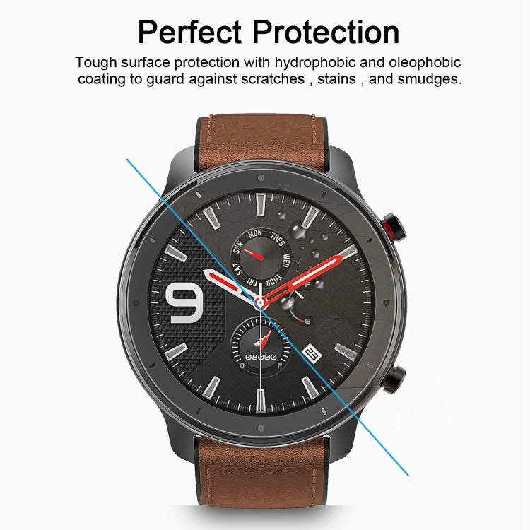 Protector de pantalla de vidrio templado 2.5D 9H de 0.26 mm para Amazfit GTR de 47 mm.