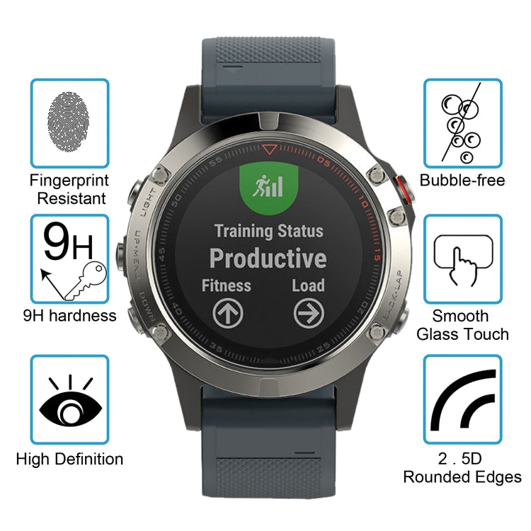 Protector de pantalla de vidrio templado 2.5D 9H de 0.26 mm para Garmin Fenix 5