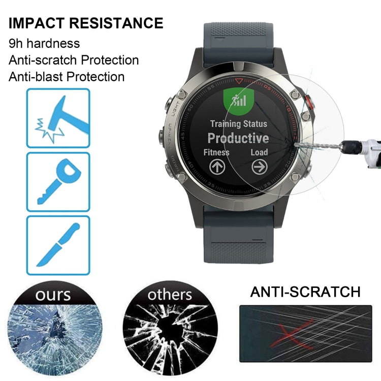 Protector de pantalla de vidrio templado 2.5D 9H de 0.26 mm para Garmin Fenix 5