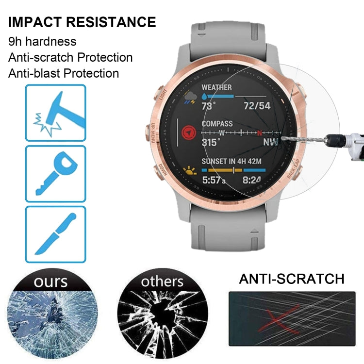 Protecteur d'écran en verre trempé 0,26 mm 2,5D 9H pour Garmin Fenix 6S