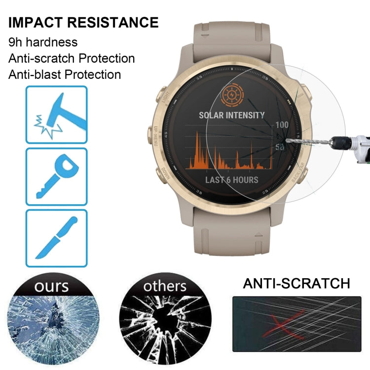 Protection d'écran en verre trempé 0,26 mm 2,5D 9H pour Garmin Fenix 6S Pro