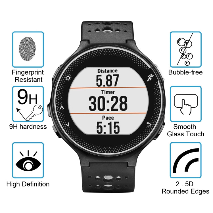 Protecteur d'écran en verre trempé 0,26 mm 2,5D 9H pour Garmin Forerunner 235