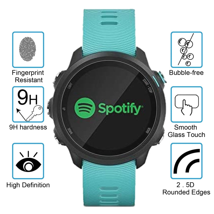 Protection d'écran en verre trempé 0,26 mm 2,5D 9H pour Garmin Forerunner 245 Music