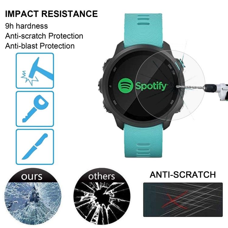 Protection d'écran en verre trempé 0,26 mm 2,5D 9H pour Garmin Forerunner 245 Music
