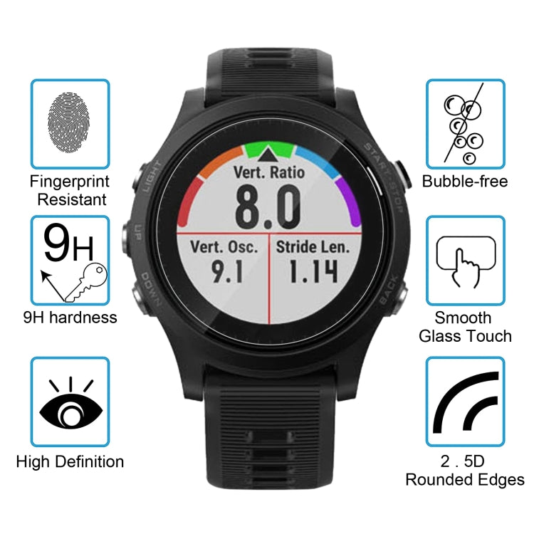 Protector de pantalla de vidrio templado 2.5D 9H de 0.26 mm para Garmin Forerunner 635.