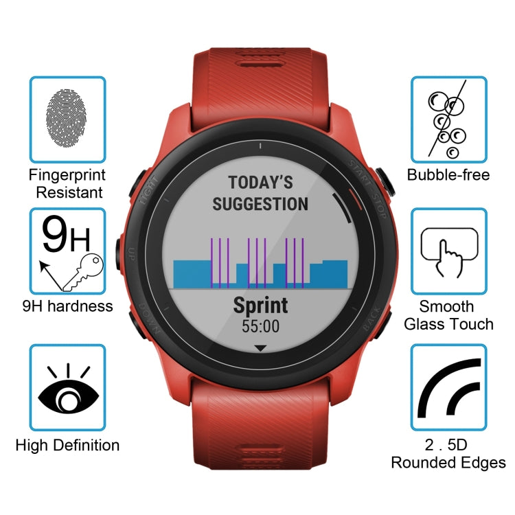 Protector de pantalla de vidrio templado 2.5D 9H de 0.26 mm para Garmin Forerunner 745