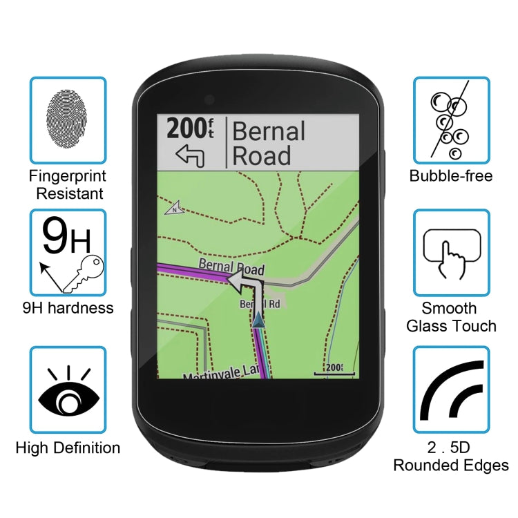Protecteur d'écran en verre trempé 0,26 mm 2,5D 9H pour Garmin Edge 530