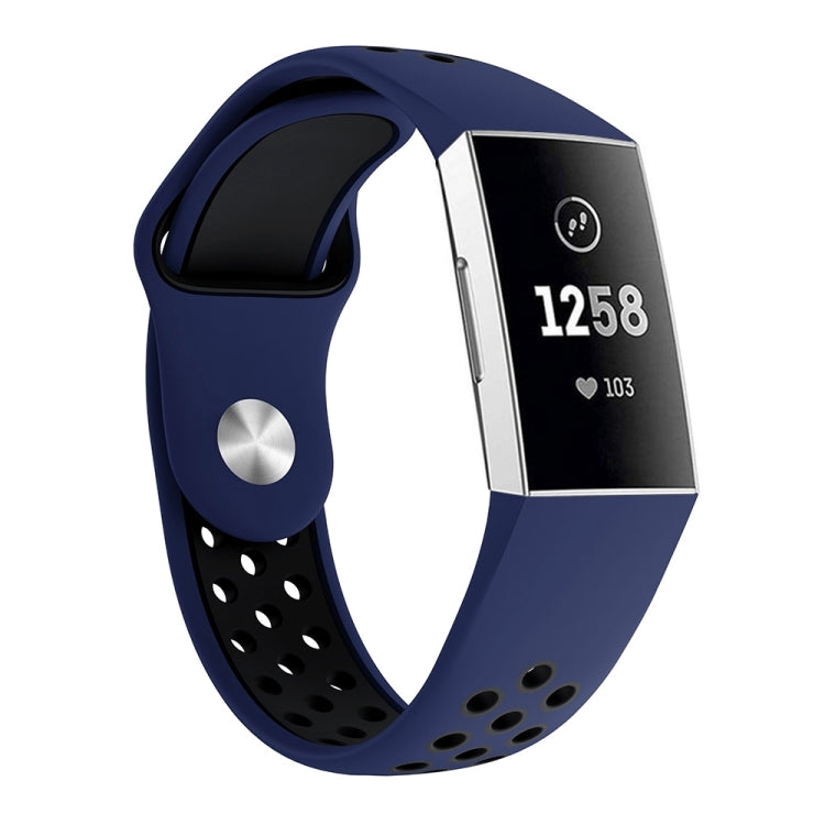 Two-color Round Hole Silicone Watch Band for Fitbit Charge 3, Watch Band Size:130-195mm