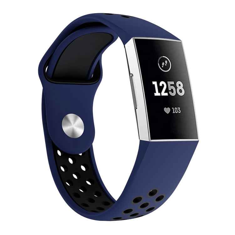 Two-color Round Hole Silicone Watch Band for Fitbit Charge 3, Watch Band Size:130-195mm