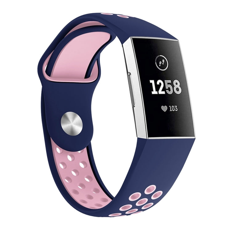 Two-color Round Hole Silicone Watch Band for Fitbit Charge 3, Watch Band Size:130-195mm