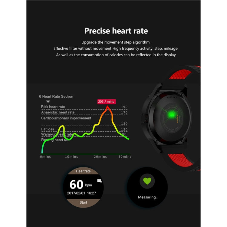 Reloj inteligente N6 con pantalla TFT de 1,3 pulgadas, MTK2502C, Bluetooth 4.0, correa de silicona, monitor de frecuencia cardíaca, podómetro, monitor de sueño y recordatorio de sedentarismo.