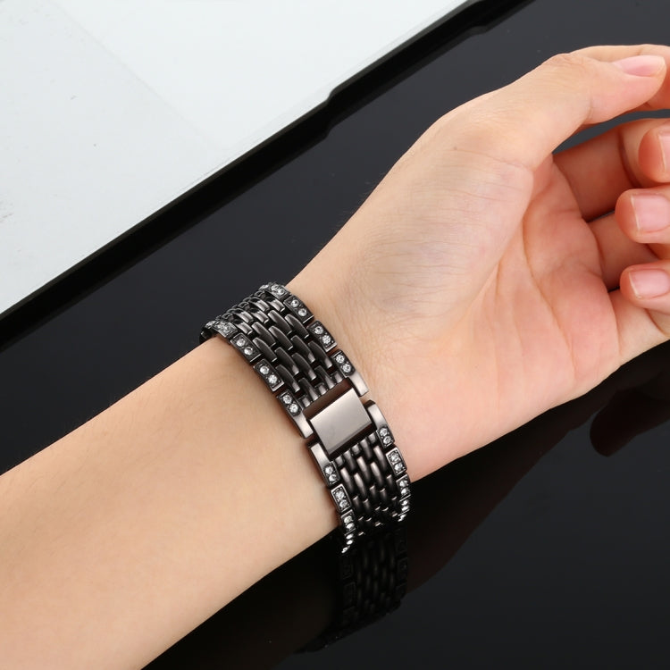 For Fitbit Charge 3 Diamond-studded Stainless Steel Watch Band