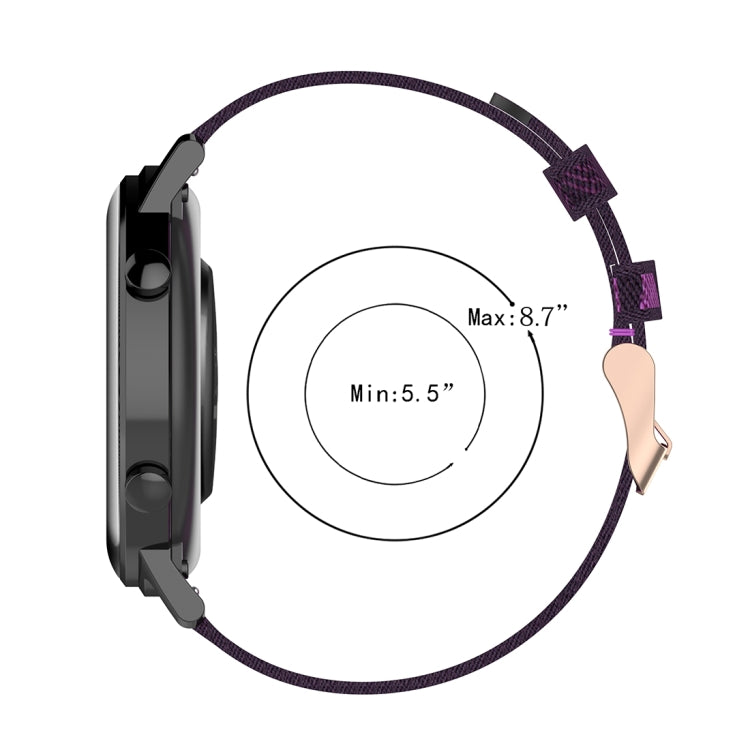 Bracelet de montre en nylon tissé à rayures de 20 mm pour Huawei GT 2 42 mm / Honor Magic Watch 2 42 mm