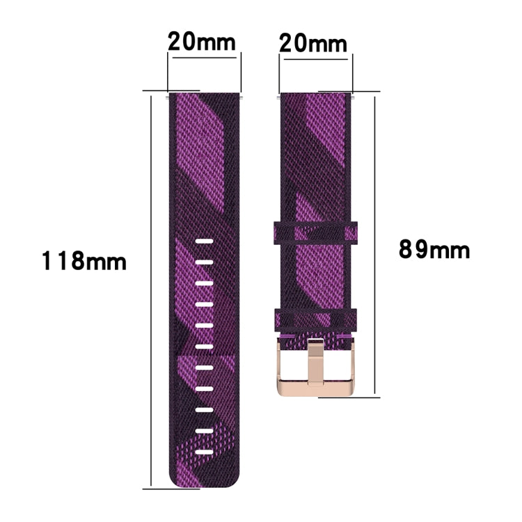 Bracelet de montre en nylon tissé à rayures de 20 mm pour Huawei GT 2 42 mm / Honor Magic Watch 2 42 mm