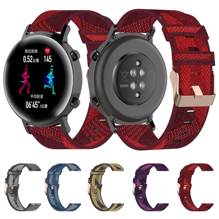 Bracelet de montre en nylon tissé à rayures de 20 mm pour Huawei GT 2 42 mm / Honor Magic Watch 2 42 mm
