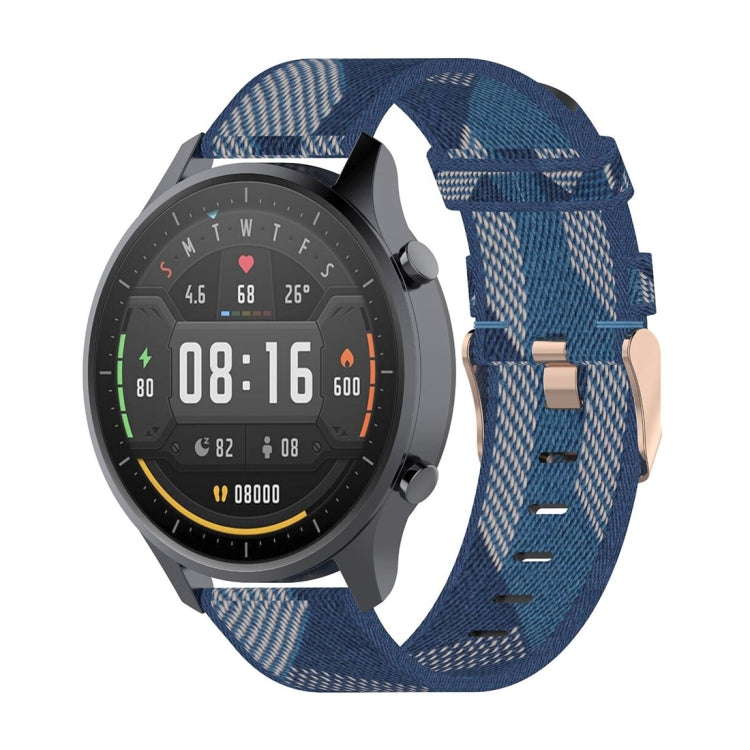 22mm Stripe Weave Nylon Wrist Strap Watch Band for Xiaomi Mi Watch Color, Garmin Vivoactive 4