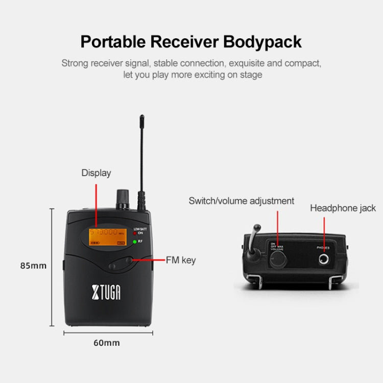 XTUGA IEM1200 Wireless Transmitter 2 Bodypack Stage Singer In-Ear Monitor System