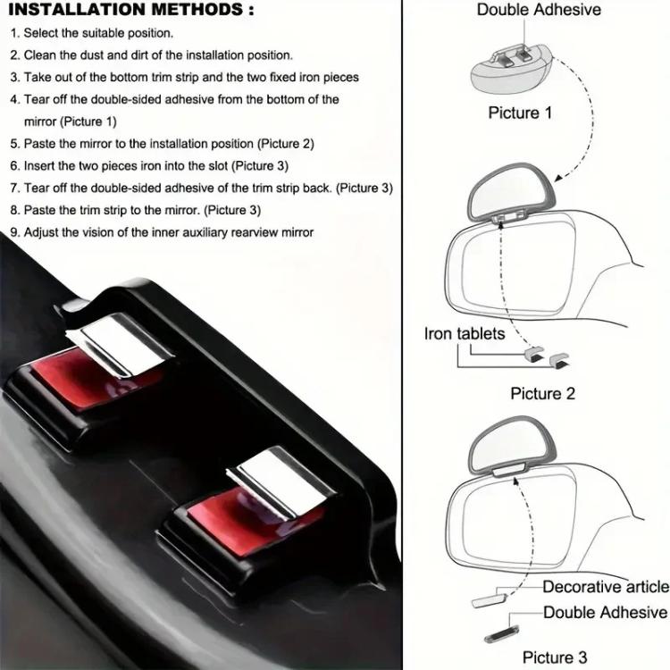 3R-091 Car Blind Spot Left Rear View Wide Angle Adjustable Mirror, 3R-091 (Black), 3R-091