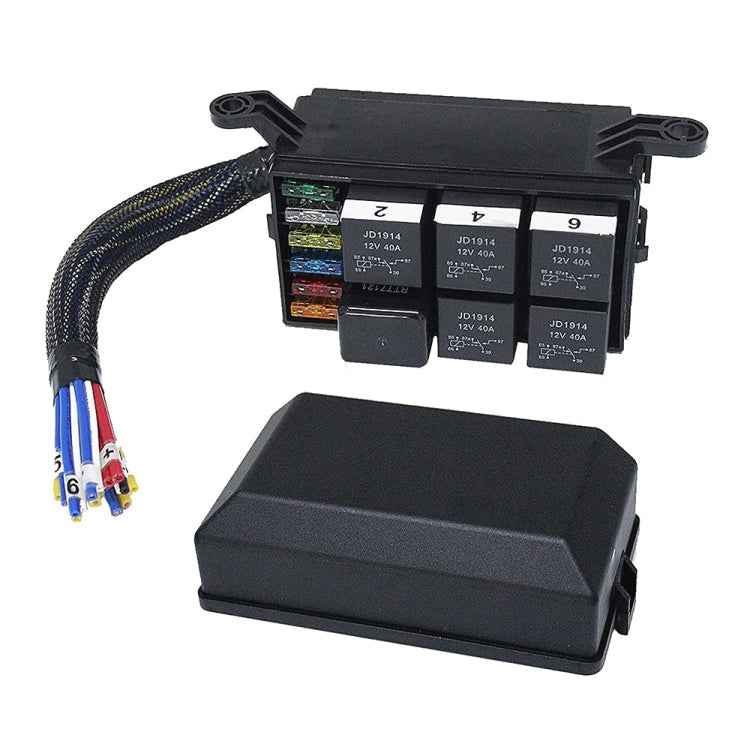 12V 5 Pin Car 6 Slots Waterproof Relay Fuse Box with Cable, 12V