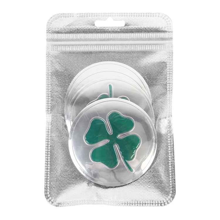 4 in 1 Car Four Leaf Clover Pattern Wheel Hub Decorative Sticker Silver, Diameter: 5.8cm