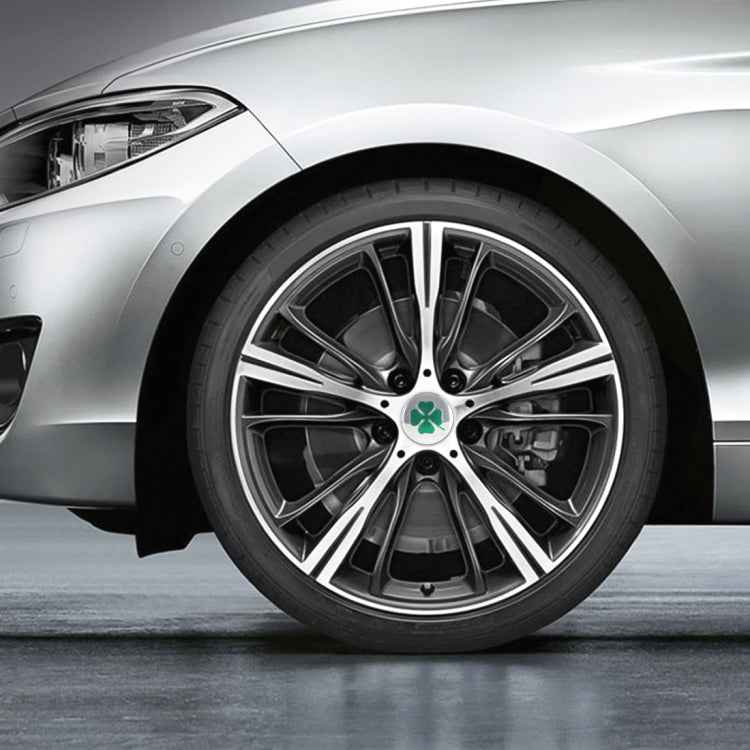 4 in 1 Car Four Leaf Clover Pattern Wheel Hub Decorative Sticker Silver, Diameter: 5.8cm