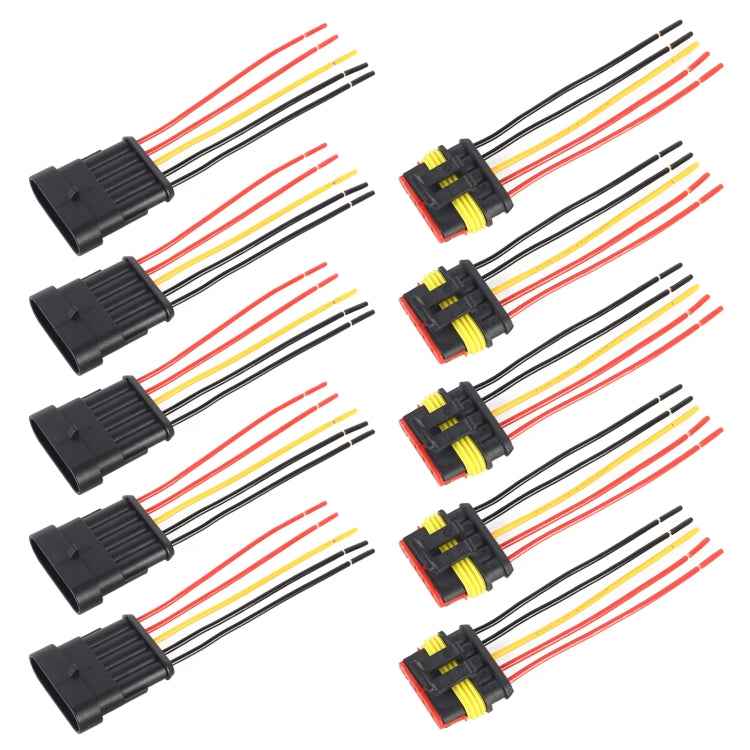 10pcs 4P Car Waterproof Plug Car Connector Plug-In, Length:10cm