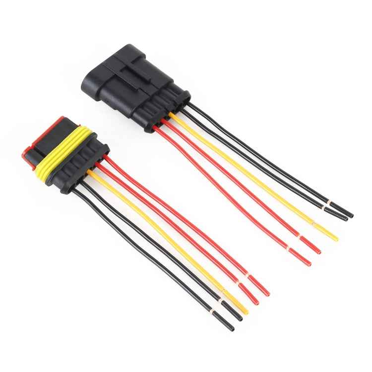 10pcs 4P Car Waterproof Plug Car Connector Plug-In, Length:10cm