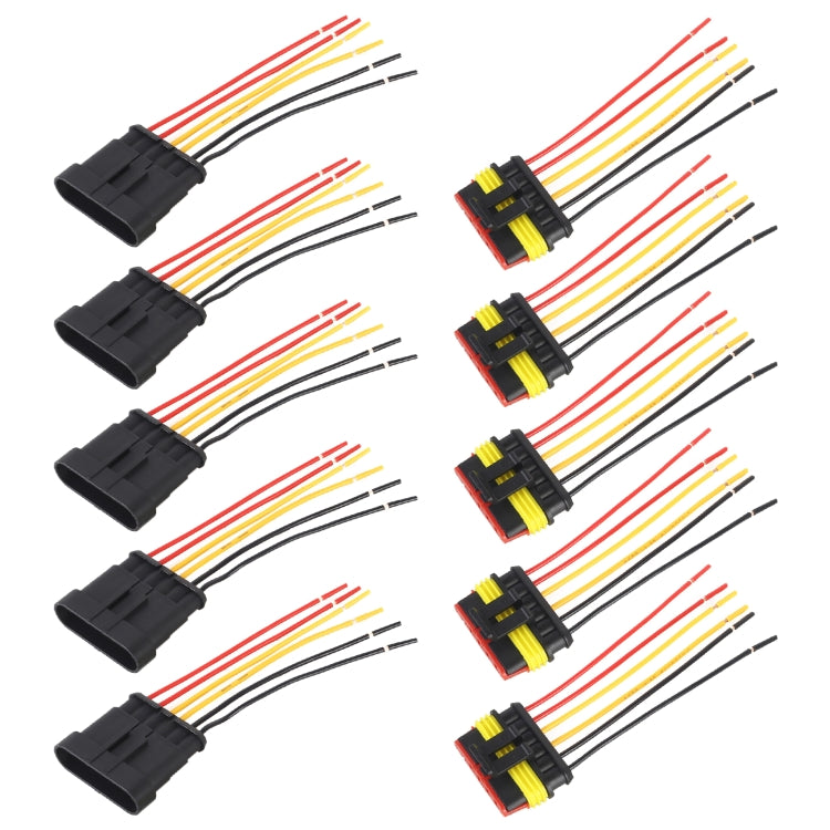 10pcs 5P Car Waterproof Plug Car Connector Plug-In, Length:10cm