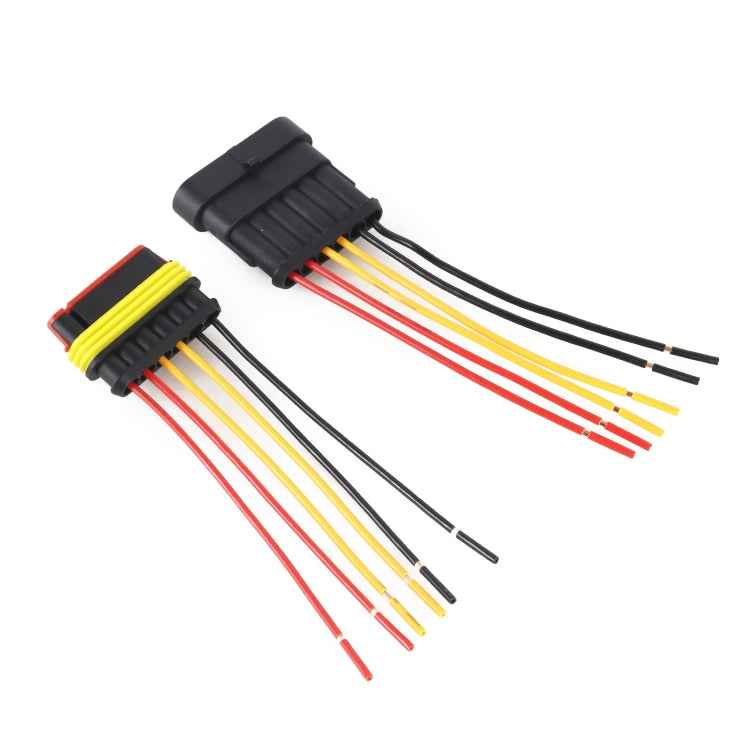 10pcs 5P Car Waterproof Plug Car Connector Plug-In, Length:10cm