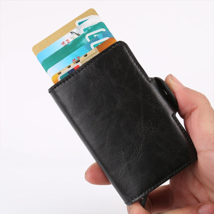 X-7 Antimagnetic RFID Multi-functional Aluminum Crazy Horse Texture Leather Card Bag Wallet