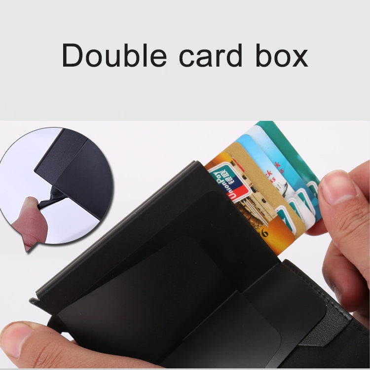 X-7 Antimagnetic RFID Multi-functional Aluminum Crazy Horse Texture Leather Card Bag Wallet