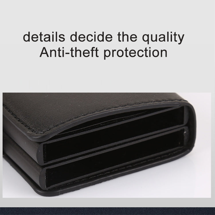 X-7 Antimagnetic RFID Multi-functional Aluminum Crazy Horse Texture Leather Card Bag Wallet